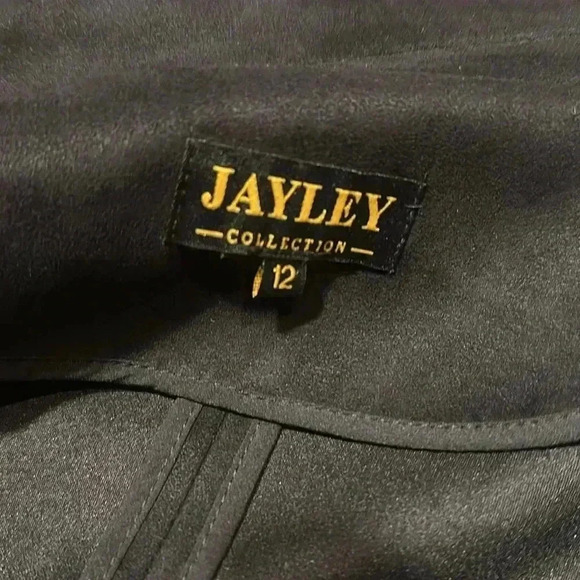 JAYLEY women’s Black Faux Suede Jacket with pearl embellishment size 12 - Picture 14 of 15